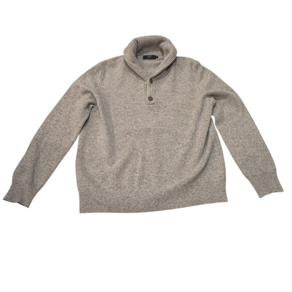 J CREW Men's Rugged Merino Wool Shawl Collar Two Button Pullover Sweater Sz. L - Picture 2 of 10